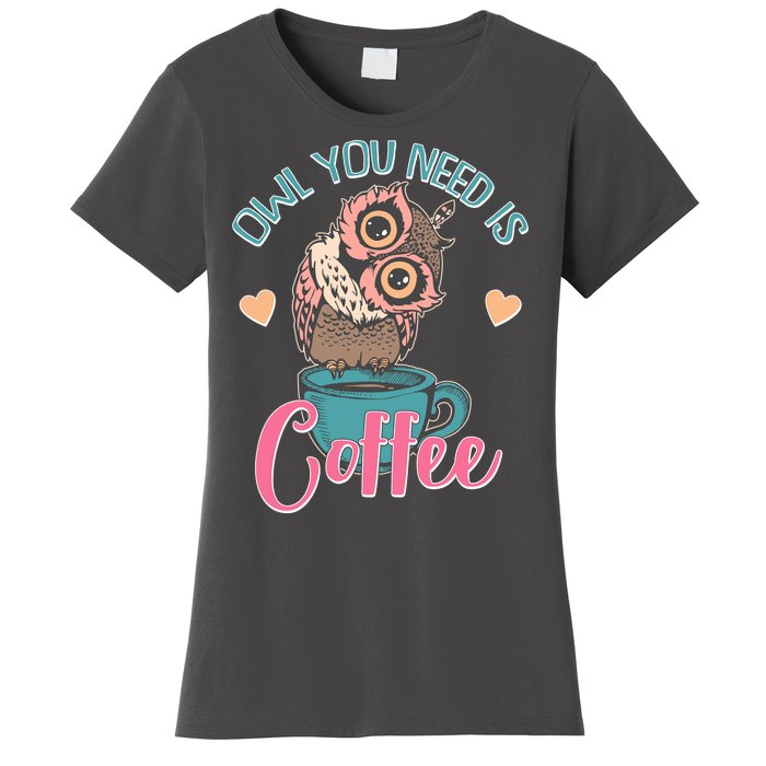 Funny Cute Owl You Need Is Coffee Women's T-Shirt