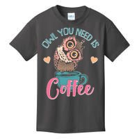 Funny Cute Owl You Need Is Coffee Kids T-Shirt