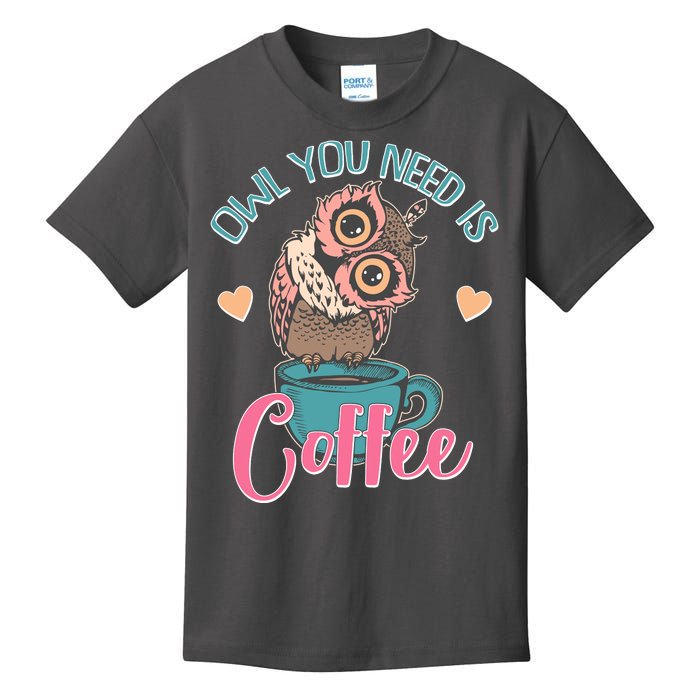 Funny Cute Owl You Need Is Coffee Kids T-Shirt