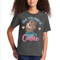 Funny Cute Owl You Need Is Coffee Kids T-Shirt