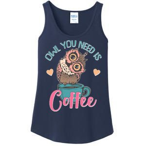 Funny Cute Owl You Need Is Coffee Ladies Essential Tank