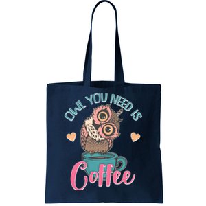 Funny Cute Owl You Need Is Coffee Tote Bag