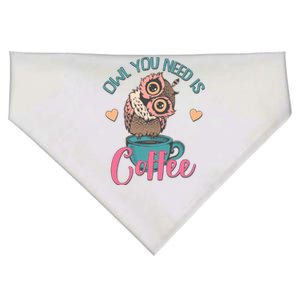 Funny Cute Owl You Need Is Coffee USA-Made Doggie Bandana