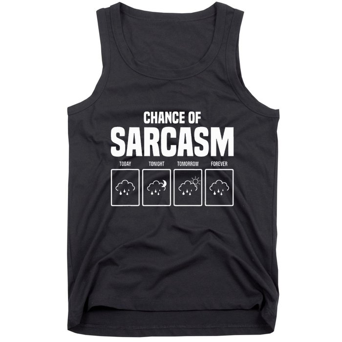Funny Chance Of Sarcasm Weather Forecast Sarcastic Humor  Tank Top
