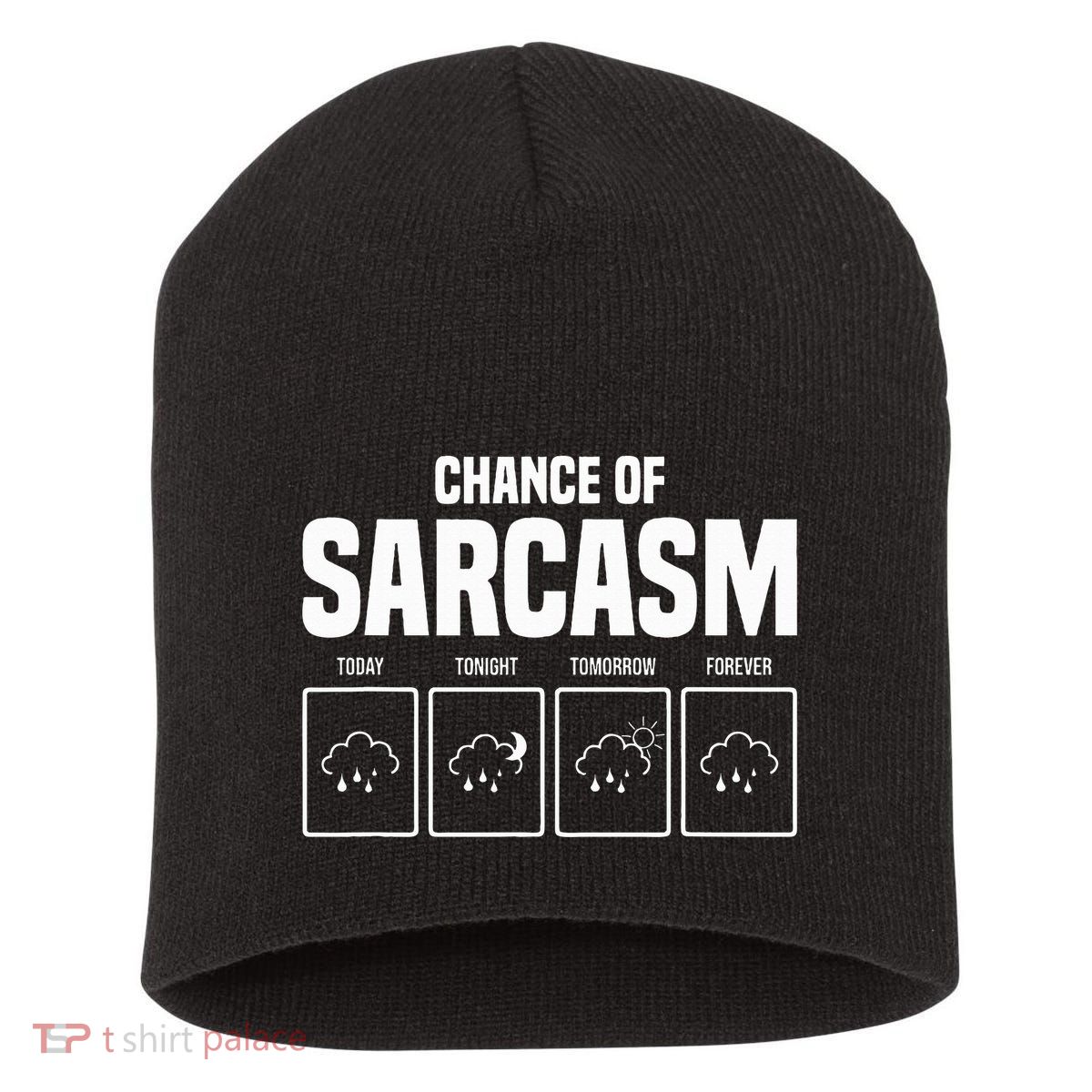 Funny Chance Of Sarcasm Weather Forecast Sarcastic Humor  Short Acrylic Beanie