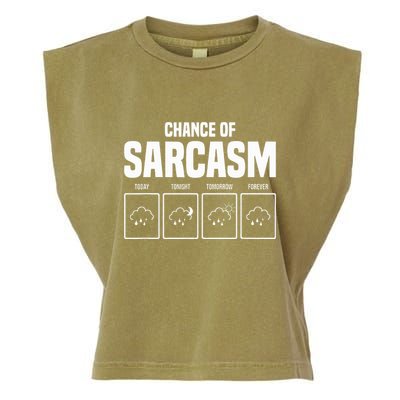 Funny Chance Of Sarcasm Weather Forecast Sarcastic Humor  Garment-Dyed Women's Muscle Tee