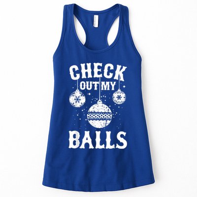 Funny Check Out My Balls Dirty Christmas Pajama Xmas Womens Tank Top