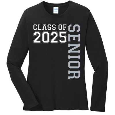 Funny Class Of 2025 Seniors 2025 Graduate College Graduation  Ladies Long Sleeve Shirt