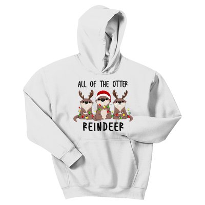 Funny Christmas Otters Cute All of the Otter Reindeer  Kids Hoodie