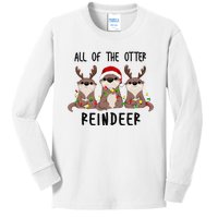 Funny Christmas Otters Cute All of the Otter Reindeer  Kids Long Sleeve Shirt