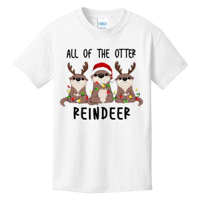 Funny Christmas Otters Cute All of the Otter Reindeer  Kids T-Shirt