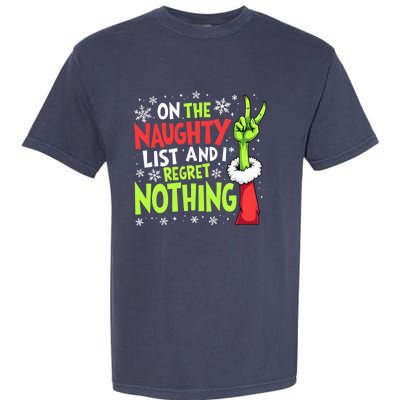 Funny Christmas On The Naughty List And I Regret Nothing Garment-Dyed Heavyweight T-Shirt