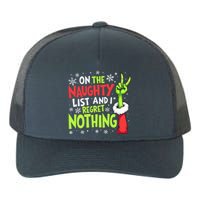 Funny Christmas On The Naughty List And I Regret Nothing Yupoong Adult 5-Panel Trucker Hat