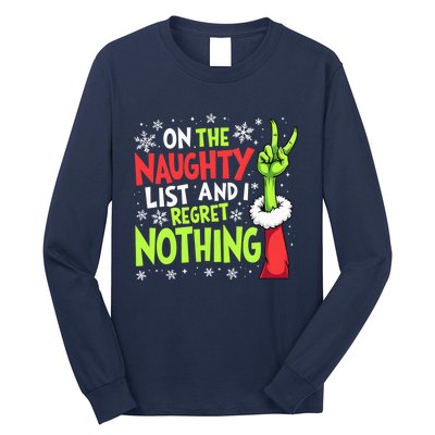 Funny Christmas On The Naughty List And I Regret Nothing Long Sleeve Shirt