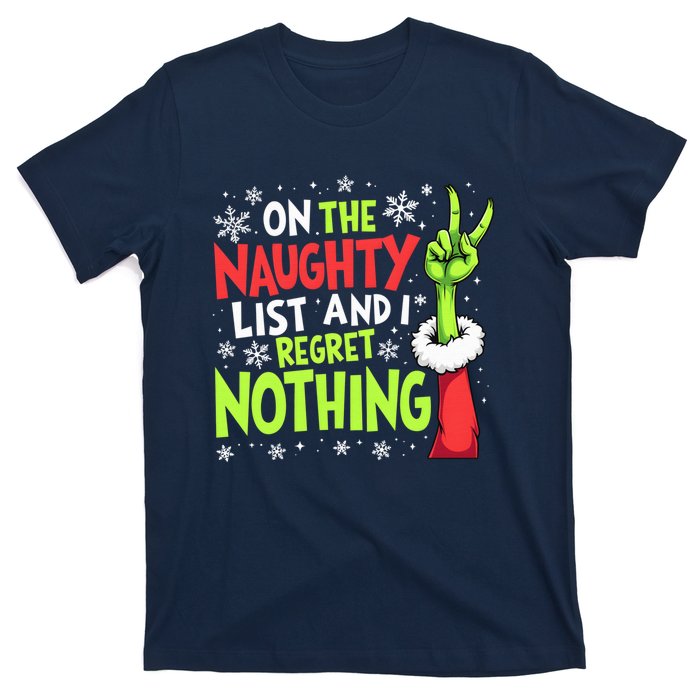 Funny Christmas On The Naughty List And I Regret Nothing T-Shirt