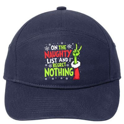 Funny Christmas On The Naughty List And I Regret Nothing 7-Panel Snapback Hat