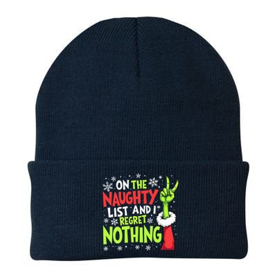 Funny Christmas On The Naughty List And I Regret Nothing Knit Cap Winter Beanie