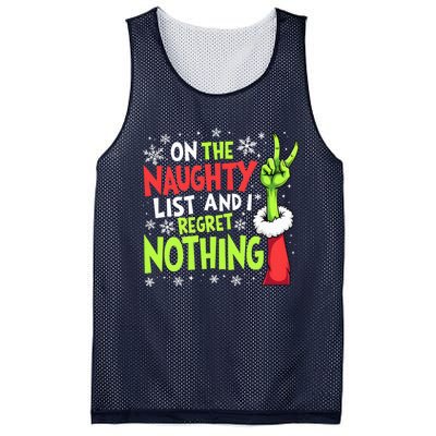 Funny Christmas On The Naughty List And I Regret Nothing Mesh Reversible Basketball Jersey Tank