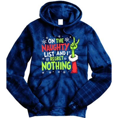 Funny Christmas On The Naughty List And I Regret Nothing Tie Dye Hoodie