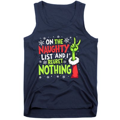 Funny Christmas On The Naughty List And I Regret Nothing Tank Top