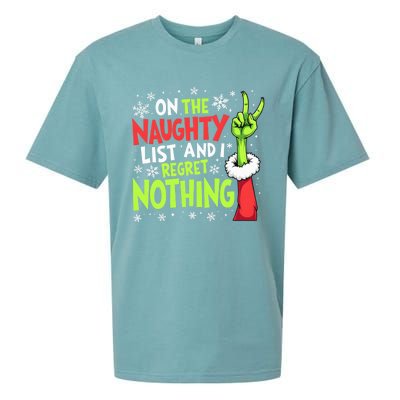 Funny Christmas On The Naughty List And I Regret Nothing Sueded Cloud Jersey T-Shirt