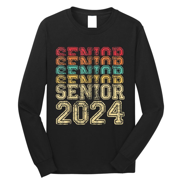 Funny Class Of 2024 Graduate Vintage Senior 24 Party Him Her Long Sleeve Shirt