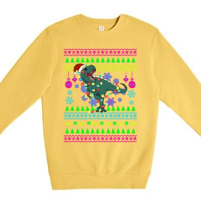 Funny Christmas Outfit Ugly Christmas Trex Great Gift Premium Crewneck Sweatshirt