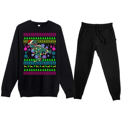 Funny Christmas Outfit Ugly Christmas Trex Great Gift Premium Crewneck Sweatsuit Set