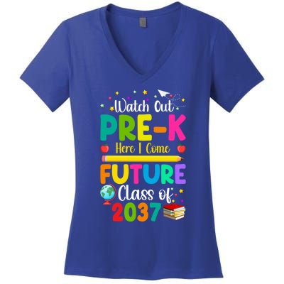 Future Class Of 2037 Watch Out PreK Here I Come Gift Women's V-Neck T-Shirt