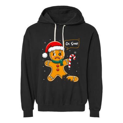 Funny Christmas Oh Snap Gingerbread Man Cookie X Mas Pjs Garment-Dyed Fleece Hoodie