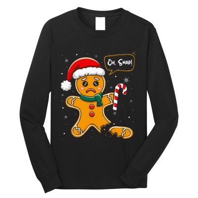 Funny Christmas Oh Snap Gingerbread Man Cookie X Mas Pjs Long Sleeve Shirt