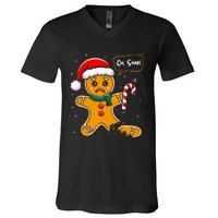 Funny Christmas Oh Snap Gingerbread Man Cookie X Mas Pjs V-Neck T-Shirt