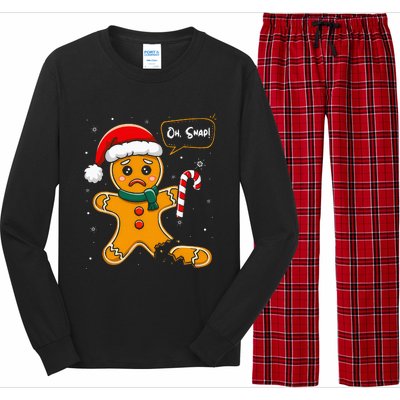 Funny Christmas Oh Snap Gingerbread Man Cookie X Mas Pjs Long Sleeve Pajama Set