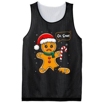 Funny Christmas Oh Snap Gingerbread Man Cookie X Mas Pjs Mesh Reversible Basketball Jersey Tank