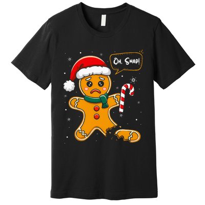 Funny Christmas Oh Snap Gingerbread Man Cookie X Mas Pjs Premium T-Shirt