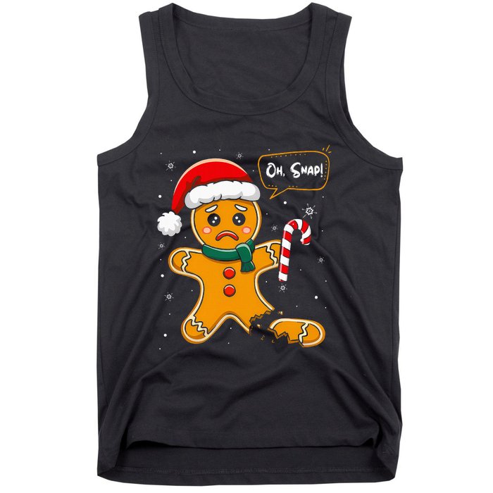 Funny Christmas Oh Snap Gingerbread Man Cookie X Mas Pjs Tank Top