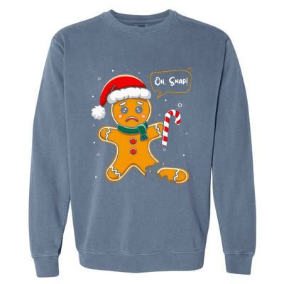 Funny Christmas Oh Snap Gingerbread Man Cookie X Mas Pjs Garment-Dyed Sweatshirt