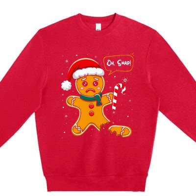 Funny Christmas Oh Snap Gingerbread Man Cookie X Mas Pjs Premium Crewneck Sweatshirt