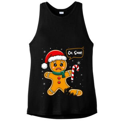 Funny Christmas Oh Snap Gingerbread Man Cookie X Mas Pjs Ladies PosiCharge Tri-Blend Wicking Tank
