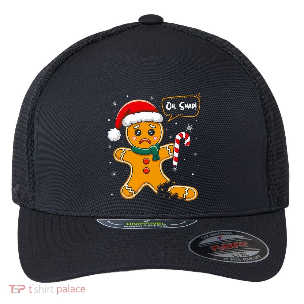 Funny Christmas Oh Snap Gingerbread Man Cookie X Mas Pjs Flexfit Unipanel Trucker Cap