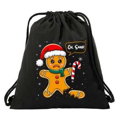 Funny Christmas Oh Snap Gingerbread Man Cookie X Mas Pjs Drawstring Bag