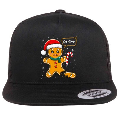 Funny Christmas Oh Snap Gingerbread Man Cookie X Mas Pjs Flatbill Hat