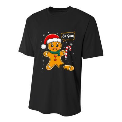 Funny Christmas Oh Snap Gingerbread Man Cookie X Mas Pjs Youth Performance Sprint T-Shirt