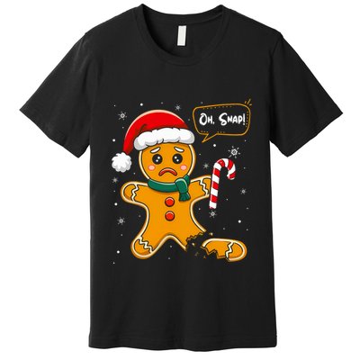 Funny Christmas Oh Snap Gingerbread Man Cookie X Mas Pjs Premium T-Shirt