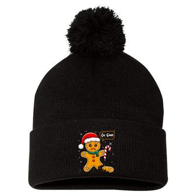 Funny Christmas Oh Snap Gingerbread Man Cookie X Mas Pjs Pom Pom 12in Knit Beanie