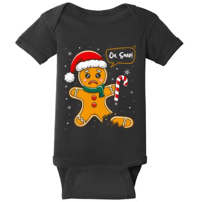 Funny Christmas Oh Snap Gingerbread Man Cookie X Mas Pjs Baby Bodysuit