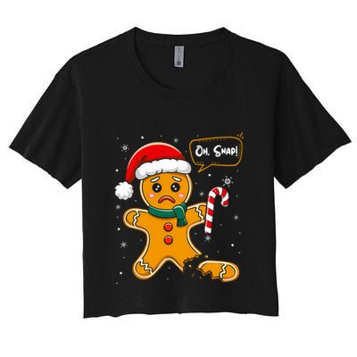 Funny Christmas Oh Snap Gingerbread Man Cookie X Mas Pjs Crop Top