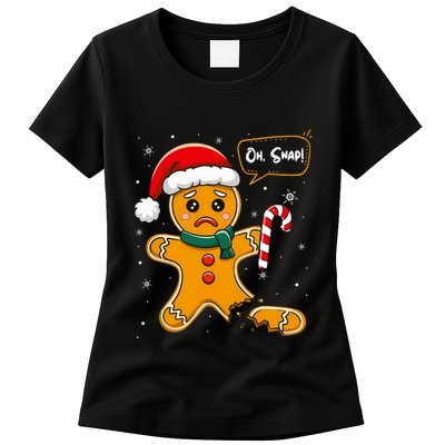Funny Christmas Oh Snap Gingerbread Man Cookie X Mas Pjs Womens T-Shirt