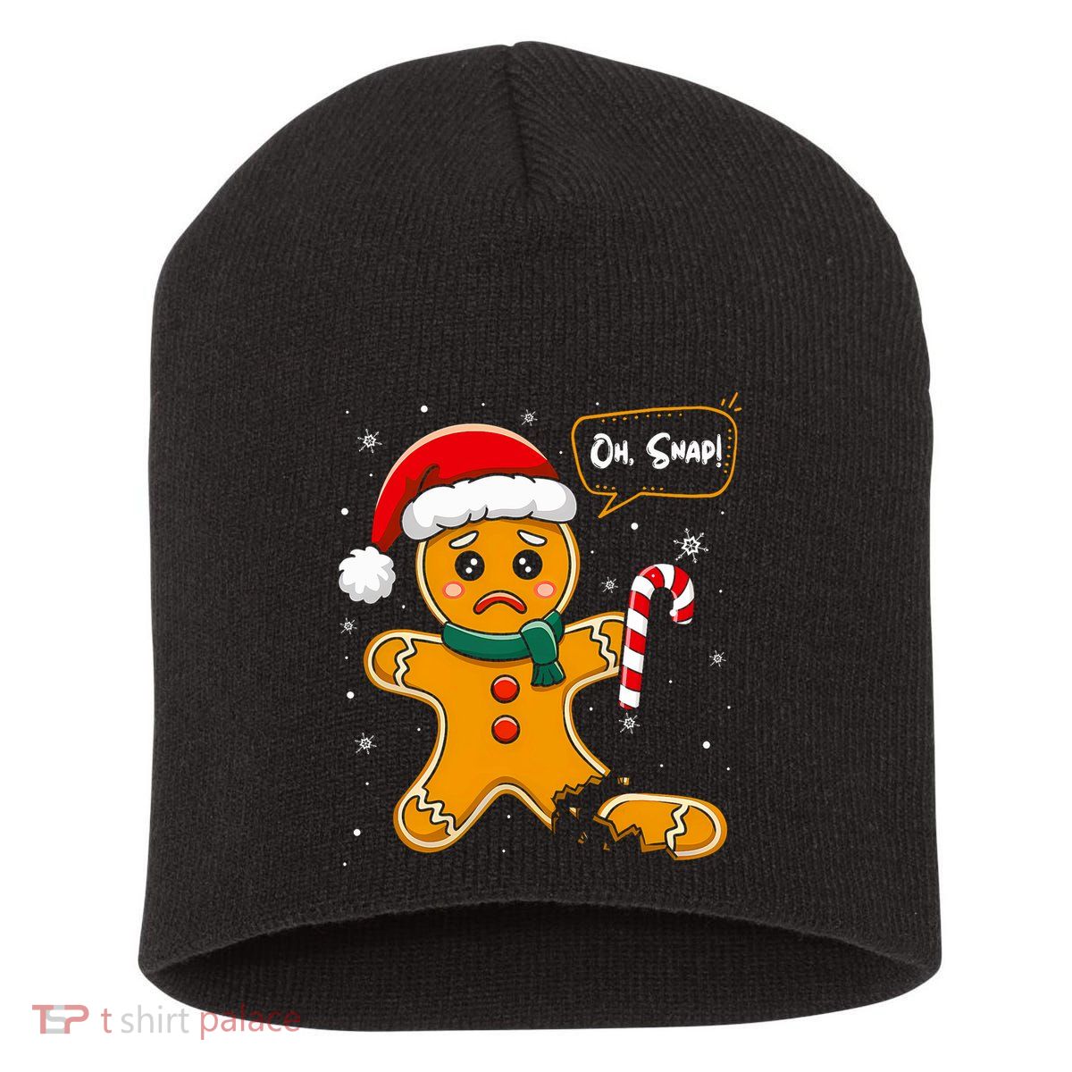 Funny Christmas Oh Snap Gingerbread Man Cookie X Mas Pjs Short Acrylic Beanie