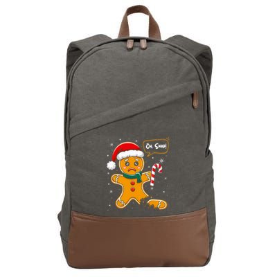Funny Christmas Oh Snap Gingerbread Man Cookie X Mas Pjs Cotton Canvas Backpack